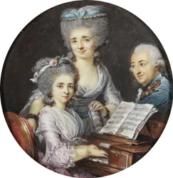 Adelaide Labille-Guiard - Muotokuva äidistä ja isästä tyttärensä kanssa cembalon ääressä