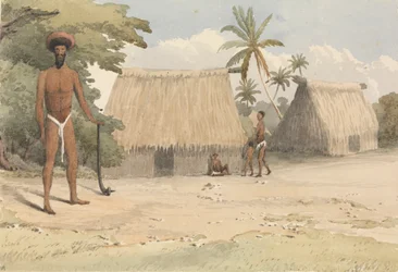 "Feejee-kampaamo; eräältä Tanoa nuoremmalta pojalta, 7. lokakuuta 1849 [Fidži]".