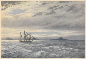 HMS "Daphne" Kap Hornin edustalla 28. toukokuuta 1852 (vesiväri).
