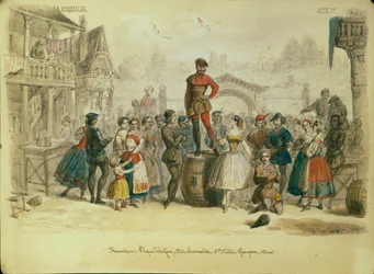 Lavasuunnittelu C. Pugnin balettiin La Esmeralda, 1849