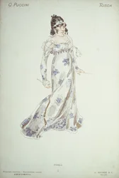 Pukusuunnittelu Giacomo Puccinin (1858-1954) elokuvassa "Tosca"