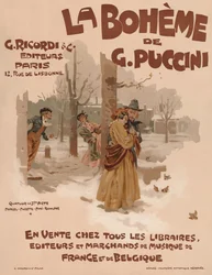 Juliste Giacomo Puccinin oopperaan La Bohème, 1895.