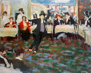 Maurice Chevalier, Adolfo Levier (1873-1953), öljy kartongille, 49x60 cm. Italia, 20. vuosisata.