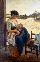 Äitiys, Adolfo Tommasi (1851-1933), öljy kankaalle