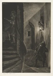 Essee kivestä harjalla ja kaavinta: Chase käämiportailla, 1851.