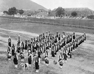 Länsi-intialainen bändi, Up-Park-Camp, Jamaika, 1905