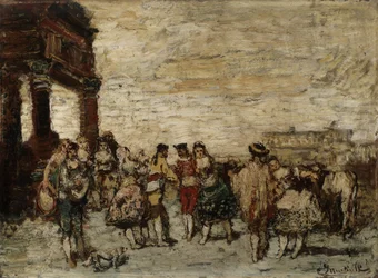 Juhlat Espanjassa Adolphe Monticellin (1824-1886) maalaus Koko 36,5x48 cm Musee Grobet-Labadie