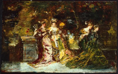 Naiset puistossa, n. 1858 (öljy kankaalle)