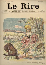 Punahilkka - paljasrintainen paimentyttö, Punahilkka - Mutta suden näkeminen on niin hauskaa ...! Isoäiti ei luultavasti koskaan nähnyt sitä. A. Willetten piirros Le Rire -lehden numeroon 35, 6. heinäkuuta