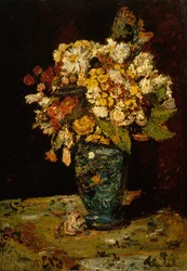 Kukkia sinisessä maljakossa, 1879-1883.