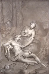Luna (Diana) vierailee nukkuvan Endymionin luona, 1696