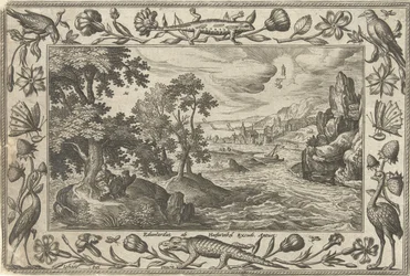 Apostoli Johannes Patmoksella Maisemat, joissa on raamatullisia, mytologisia kohtauksia ja metsästyskohtauksia (sarjan nimi)