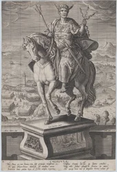 Levy 4: Caligulan hevospatsas, nähtynä kolme neljäsosaa vasemmalla, yllään ..., n. 1587-89.