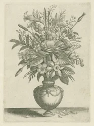 Maljakko kukilla, mukaan lukien trumpetti narsissit Florilegium (sarjan nimi)