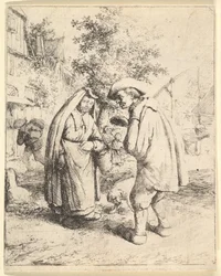 Mies puhuu naiselle, 1610-85.