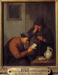 Adrien Van Ostaden (1610-1685) Gazette-maalauksen lukeminen