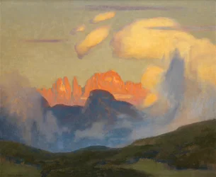 Night Glow on Rosengarten (öljy kankaalle)