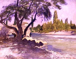 The Durance Sisteronissa, Ranskassa (akvarelli paperille)