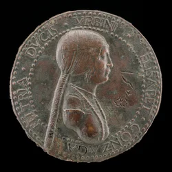 Elisabetta Gonzaga, kuollut 1528, Urbinon herttuatar, Guidobaldo I:n vaimo 1489 [obv], luultavasti 15 vuoden jälkeen