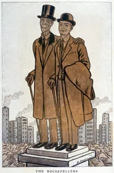 Les Rockefellers, vanhempi ja juniori, amerikkalainen cresus - Adrien Barreren (1877-1931) kuvitus elokuvassa "" Fantasio" 1.3.1930