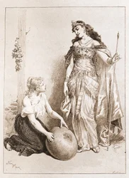 Cinderella - Charles Perraultin "Satuissa", kuvitus Adrien Marie