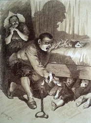 Toddler Thumb - Charles Perraultin "" Fairy Tales" -kirjoituksessa, kuvitukset Adrien Marie