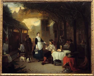 Herrasmies 1600-luvun majatalossa Adriaan de Braekeleerin (1818-1904) maalaus 1868 Su. 0,74x0,92 m Pariisi, Musee d