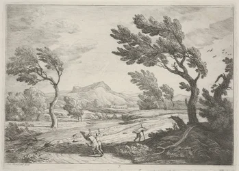 Maisema matkustajien kanssa kovassa tuulessa, n. 1753 (etsaus)