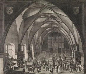 Prahan linnan Vladislav Hallin sisäkuva vuosinäyttelyn aikana, 1607, 1607.