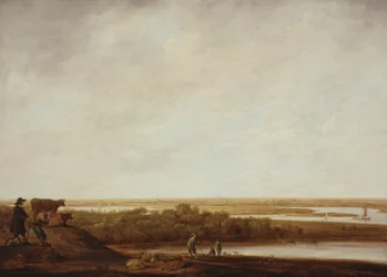 Panoraamamaisema paimenten kanssa