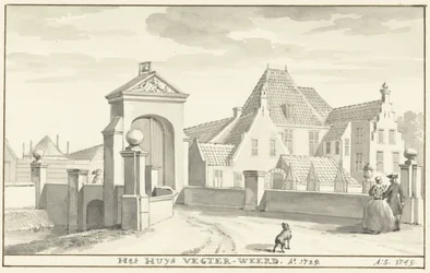 Hazathe Vechterweerd lähellä Zwollea vuonna 1729 Het HUYS VEGTER-WEERD Ao 1729 (otsikko esineessä)