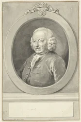 Johan Hudde Dedelin muotokuva, soikea, vasemmalla