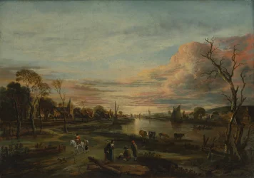 Maisema auringonlaskun aikaan, 1650-luku.