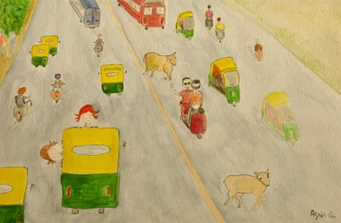 The Voyage, Delhi, 2015, aquarela sobre paperfinnish