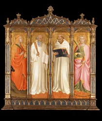 Pyhät Maria Magdaleena, Benedictus, Bernard Clairvaux ja Katariina Aleksandrialainen, noin 1380