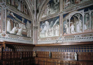 Näkymä kappeli Castellani (tai Sacrament) decoree freskoista Agnolo Gaddi (1350-1396), jaksot Pyhän Antonius Suuren elämästä