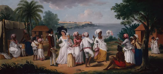 Neekeritanssi Dominican saarella, Fort Youngin takana (öljy kankaalle)