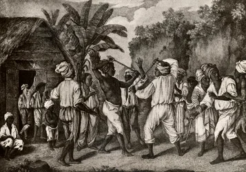 Keppitaistelu mustien englantilaisten ja ranskalaisten välillä Dominican saarella, Santo Domingo