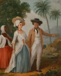 Planter ja hänen vaimonsa palvelijan kanssa, Planter ja hänen vaimonsa, mukana palvelija, n. 1780.