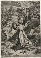 Pyhä Franciscus vastaanottamassa stigmat, 1586.
