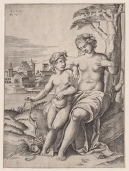 Venus ja Eros, päivätty 1516.
