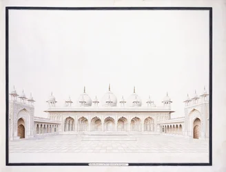 Moti Masjid Agran linnakkeessa, c1815 (kynä ja w/c)