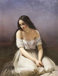 Nuori nainen polvillaan, 1839.