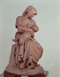 Talonpoikanainen imettää vauvaa, 1873 (terrakotta) (katso lisätietoja kohdasta 183878)