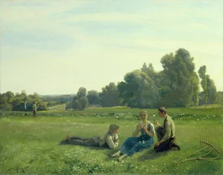 Heinäntekijät lepossa, 1890