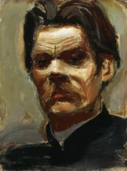 Portrait of the author Maxim Gorky (1868-1939) (Maxime Gorki) - Gallen-Kallela, Akseli (1865-1931) - 1906 - Oil on canvas - Konstmuseet Ateneum, Helsinki