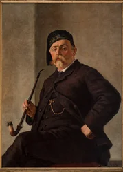 Mies putken kanssa (öljy kankaalle)