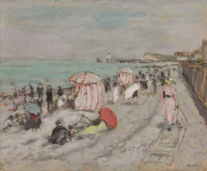 On the Beach (öljy paperille, levylle asetettuna) (Rannalla)