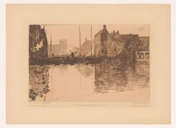 Satamanäkymä Flanderissa En ville Flamande, le soir (otsikko esineessä)