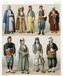 1800-luvun turkkilaisia pukuja. Kuvitus Racinet